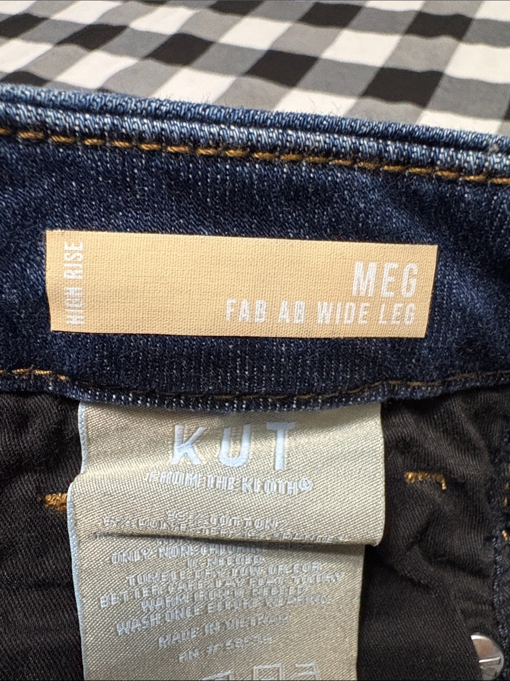 Kut from the Kloth Meg Fab Ab Wide Leg High Rise Jeans 6 x 27 Stretch Frayed Hem - Picture 8 of 14